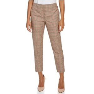 Rachel Zoe Tailored Plaid Checkered Elastic Waist Ankle Trousers